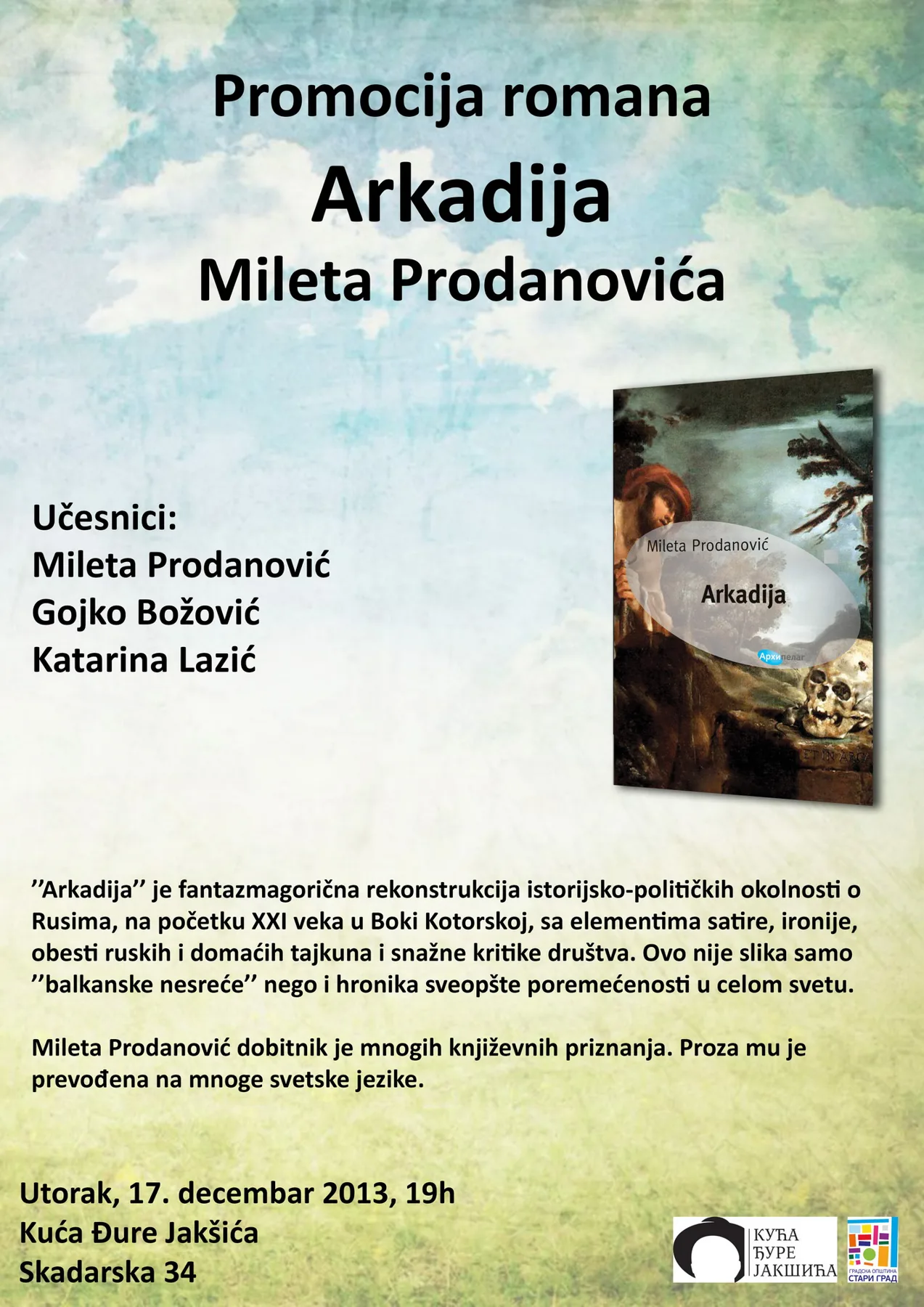 Ilustracija za tekst Predstavljanje romana Milete Prodanovića u Kući “Đure Jakšića”